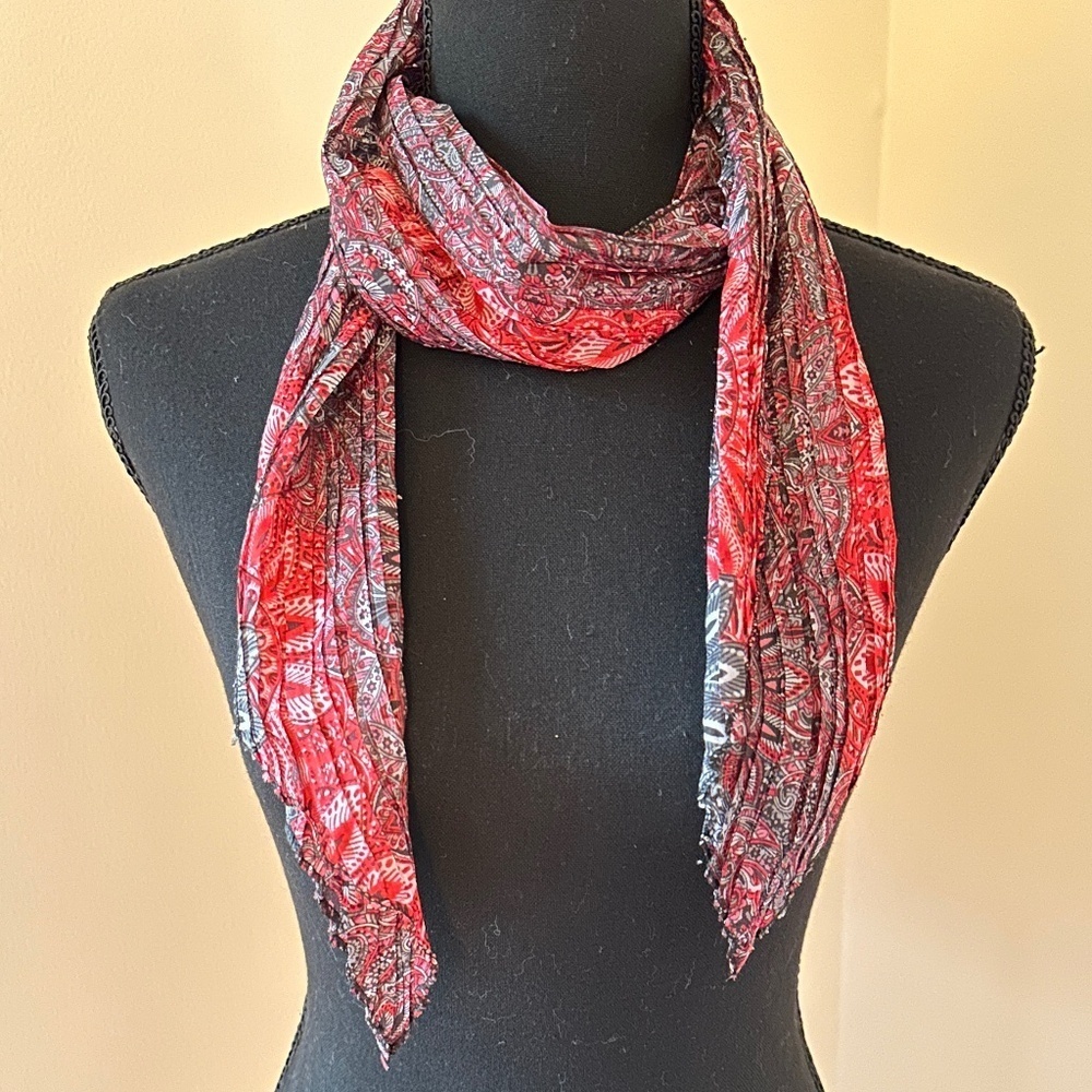 *ROBERTA* Red x Blue Pattern Sheer Fashion Scarf